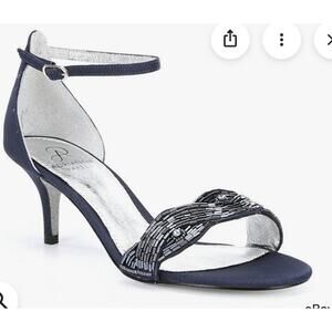 New!  Adrianna Papell Aerin Beaded Open Toe Farile Kitten Heel Wm’s 7.5